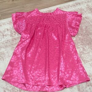 Girls' Hot Pink Shimmer Leopard Swing Top
